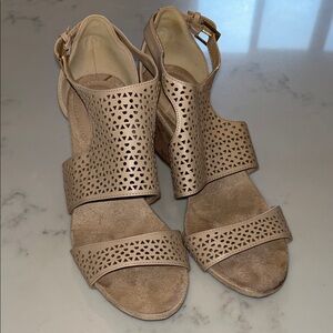 Jones New York Perforated Tan Sandals